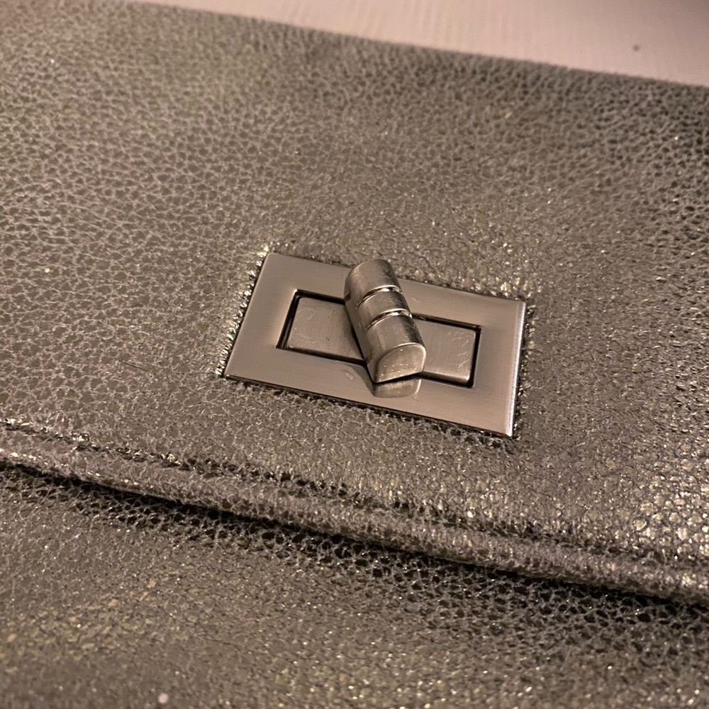 Soft Gray Micro Suede Envelope Clutch | Minimalist Evening Neutral - Picture 5 of 7
